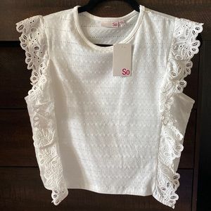 SO NWT JUNIOR SIZE L Lace Top